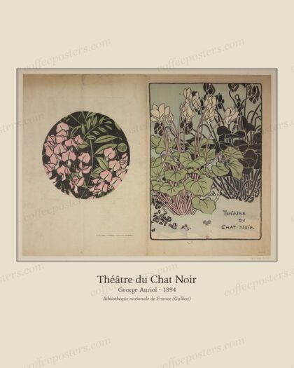Théâtre du Chat Noir — Cover with Cyclamens by George Auriol, 1894 — archival coffee print from Bibliothèque nationale de France (Gallica)