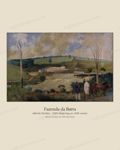 Fazenda da Barra — Campinas, 1840 by Alfredo Norfini, 1920 (depicting an 1840 scene) — archival coffee print from Museu Paulista da USP, São Paulo