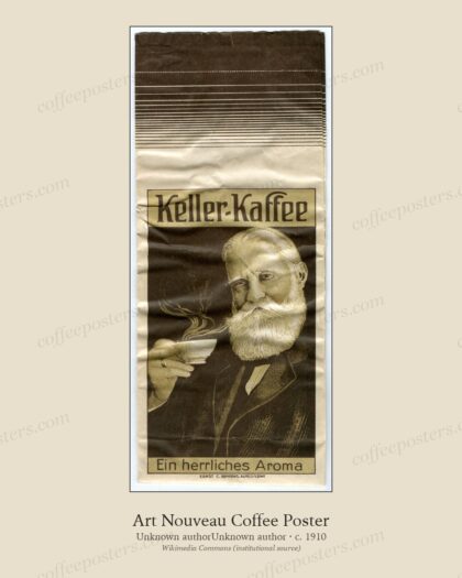 1910 circa Düte Keller-Kaffee, Groß-Rösterei Friedrich W. Keller, Hameln, Ern… by Unknown authorUnknown author, c. 1910 — archival coffee print from Wikimedia Commons (institutional source)