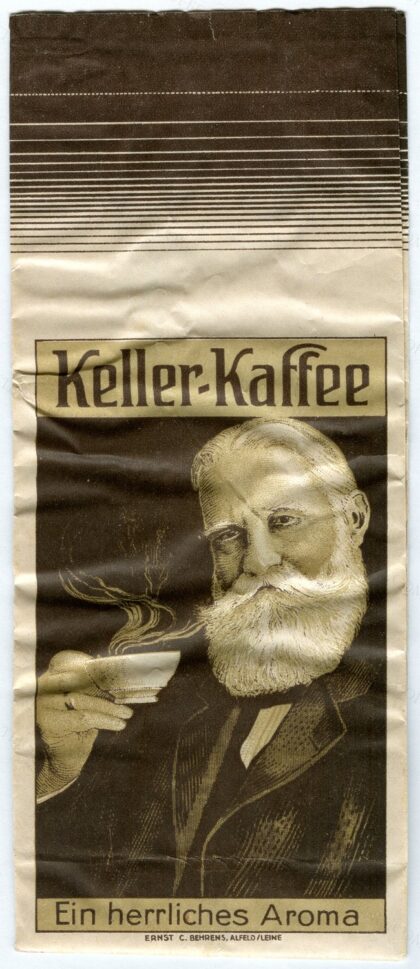 1910 circa Düte Keller-Kaffee, Groß-Rösterei Friedrich W. Keller, Hameln, Ern… by Unknown authorUnknown author, c. 1910 — archival coffee print from Wikimedia Commons (institutional source)