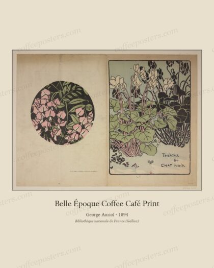 Théâtre du Chat noir. [Couverture aux cyclamens] : [couverture de programme] … by George Auriol, 1894 — archival coffee print from Bibliothèque nationale de France (Gallica)