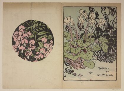 Théâtre du Chat noir. [Couverture aux cyclamens] : [couverture de programme] … by George Auriol, 1894 — archival coffee print from Bibliothèque nationale de France (Gallica)