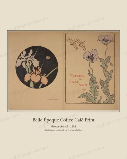 Théâtre du Chat noir. [Couverture aux coquelicots] : [couverture de programme… by George Auriol, 1891 — archival coffee print from Bibliothèque nationale de France (Gallica)