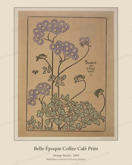 Théâtre du Chat noir. [Couverture aux chrysanthèmes violets] : [couverture de… by George Auriol, 1895 — archival coffee print from Bibliothèque nationale de France (Gallica)