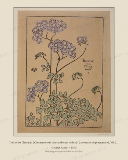 Théâtre du Chat noir. [Couverture aux chrysanthèmes violets] : [couverture de programme] / GA [George Auriol] [monogr.] by George Auriol