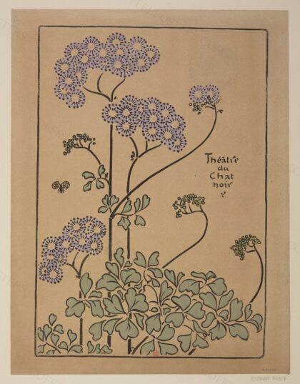 Théâtre du Chat noir. [Couverture aux chrysanthèmes violets] : [couverture de… by George Auriol, 1895 — archival coffee print from Bibliothèque nationale de France (Gallica)