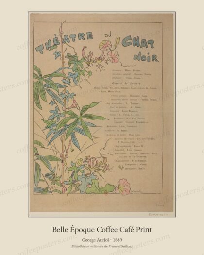 Théâtre du Chat noir. [Couverture aux liserons] : [couverture de programme] /… by George Auriol, 1889 — archival coffee print from Bibliothèque nationale de France (Gallica)