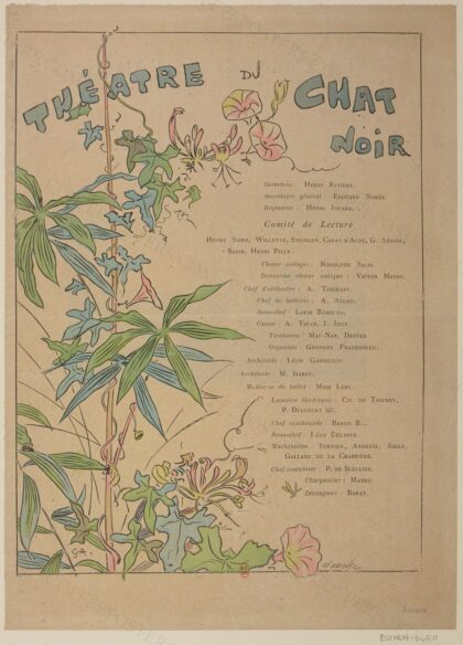 Théâtre du Chat noir. [Couverture aux liserons] : [couverture de programme] /… by George Auriol, 1889 — archival coffee print from Bibliothèque nationale de France (Gallica)