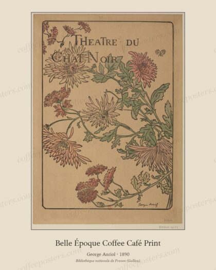 Théâtre du Chat noir. [Couverture aux chrysanthèmes] : [couverture de program… by George Auriol, 1890 — archival coffee print from Bibliothèque nationale de France (Gallica)