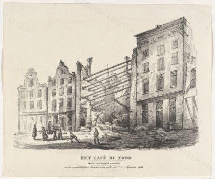 Uitgebrande Café du Nord op de Nieuwendijk, 1836, RP-P-OB-88.606 by Rijksmuseum, 1836 — archival coffee print from Wikimedia Commons (institutional source)