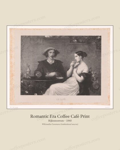 Man en vrouw drinken koffie, RP-P-OB-40.642 by Rijksmuseum, 1840 — archival coffee print from Wikimedia Commons (institutional source)