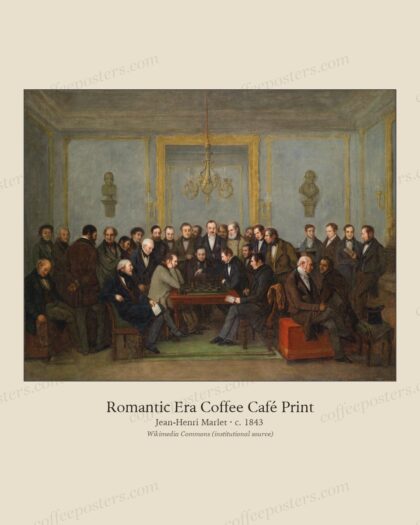 The Famous Chess Match between Howard Staunton and Pierre Charles Fournier de… by Jean-Henri Marlet, c. 1843 — archival coffee print from Wikimedia Commons (institutional source)