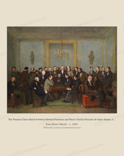 The Famous Chess Match between Howard Staunton and Pierre Charles Fournier de Saint-Amant, on 16 December 1843 by Jean-Henri Marlet