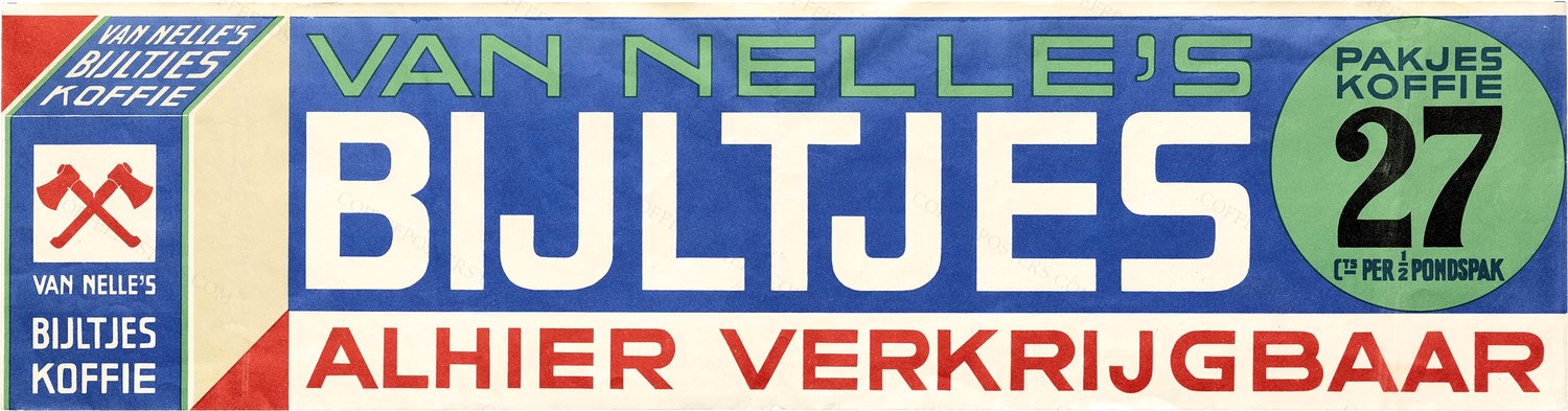 Van Nelle's Bijltjes koffie by Jacob Jongert, c. 1930 — archival coffee print from Wikimedia Commons (institutional source)
