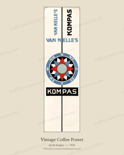 Van Nelle's Kompas koffie by Jacob Jongert, c. 1930 — archival coffee print from Wikimedia Commons (institutional source)