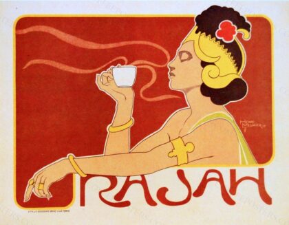 Rajah-coffee-ad-1897-henri-meunier by Henri Meunier, 1897 — archival coffee print from Wikimedia Commons (institutional source)