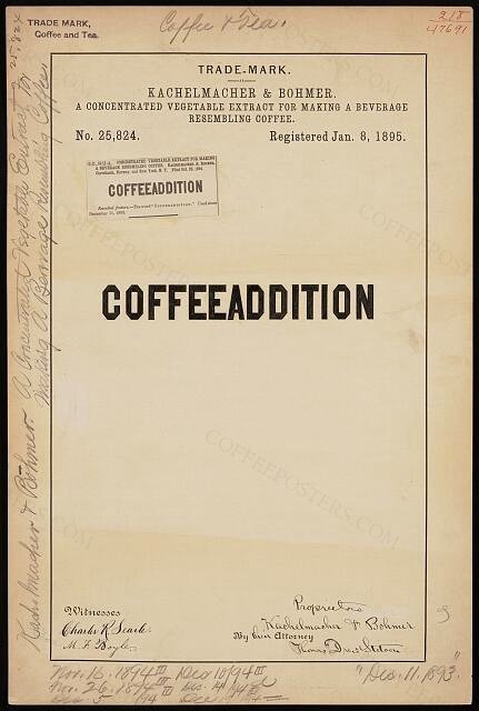 [Trademark registration by Kachelmacher & Bohmer for Coffeeaddition brand A Concentrated Vegetable Extract…