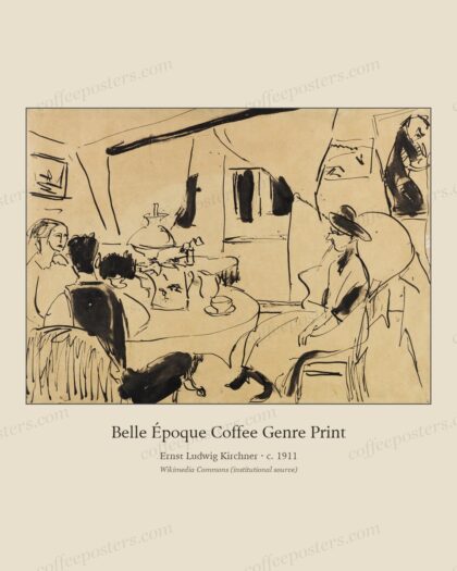 Ernst Ludwig Kirchner Am Kaffeetisch bei Otto Mueller c1911 by Ernst Ludwig Kirchner, c. 1911 — archival coffee print from Wikimedia Commons (institutional source)