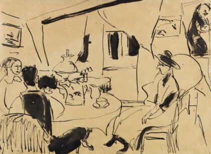 Ernst Ludwig Kirchner Am Kaffeetisch bei Otto Mueller c1911 by Ernst Ludwig Kirchner, c. 1911 — archival coffee print from Wikimedia Commons (institutional source)