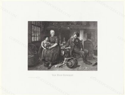 Gezin in een kamer Van Huis Geweest (titel op object), RP-P-1917-266 by Rijksmuseum, 1842 — archival coffee print from Wikimedia Commons (institutional source)
