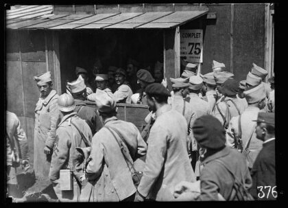 The midday rush at the American Red Cross canteen at the station