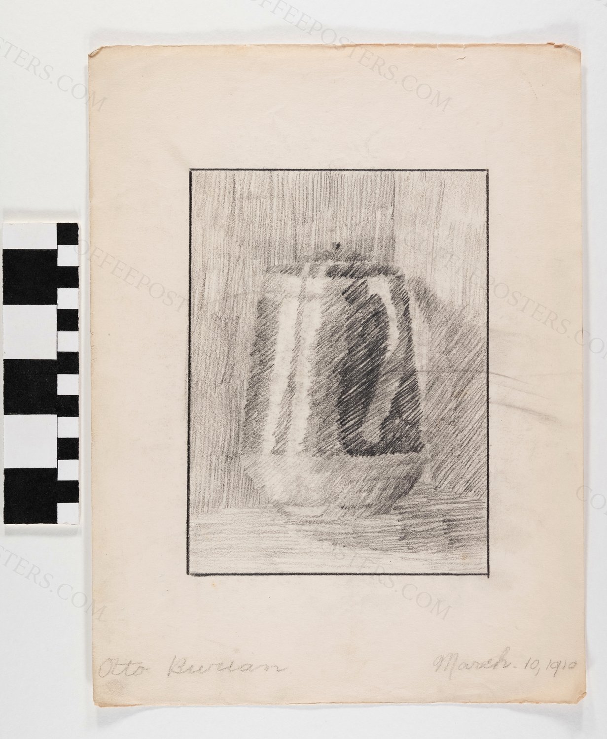 Drawing "Coffee Pot" by Otto Burian by Otto Burian, 1910 — archival coffee print from Wikimedia Commons (institutional source)