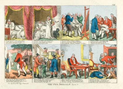 A day in the life of George, Prince Regent, 1814. Coloured etching by C. Williams, 1814
