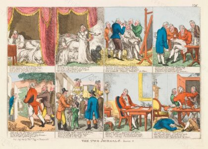 A day in the life of George, Prince Regent, 1814. Coloured etching by C. Williams, 1814