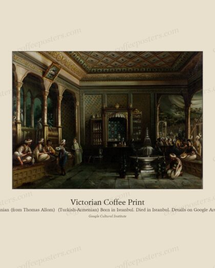 A Coffee House in Tophanetitle QS:P1476,en:"A Coffee House in Tophane"label Q… by Megerdich Jivanian (from Thomas Allom) (Turkish-Armenian) Born in Istanbul. Died in Istanbul. Details on Google Art Project, 1850 — archival coffee print from Google Cultural Institute