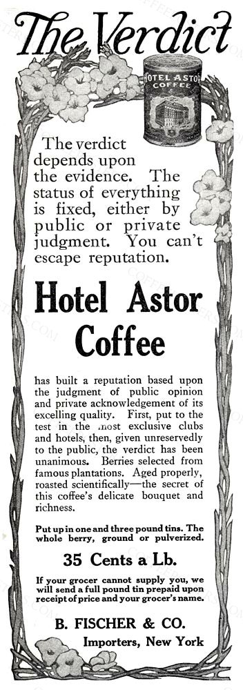 Hotel Astor Coffee -1910A