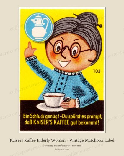 Kaisers Kaffee Elderly Woman - Vintage Matchbox Label