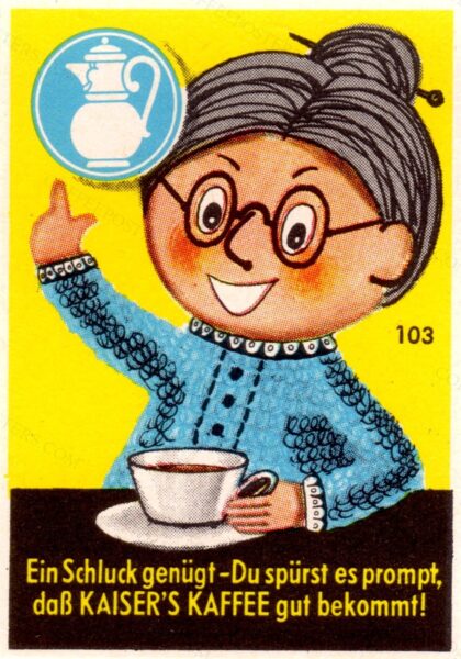 Kaisers Kaffee Elderly Woman - Vintage Matchbox Label