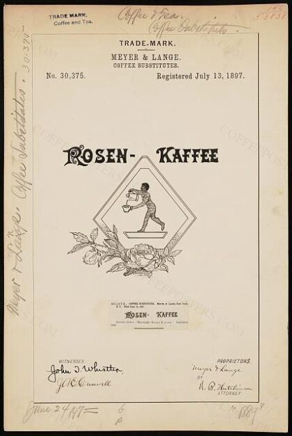 [Trademark registration by Meyes & Lange for Rosen-Kaffee brand Coffee Substitues]