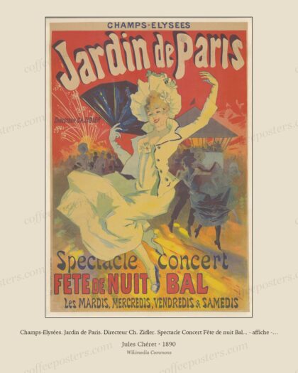 Champs-Elysées. Jardin de Paris. Directeur Ch. Zidler. Spectacle Concert Fête de nuit Bal... - affiche - Jules Chéret (1