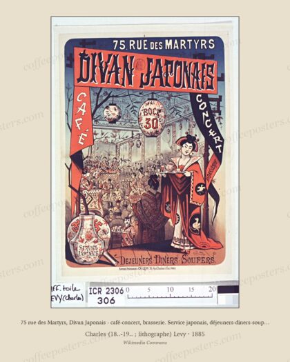 75 rue des Martyrs, Divan Japonais - café-concert, brasserie. Service japonais, déjeuners-diners-soupers - affiche - Ch.
