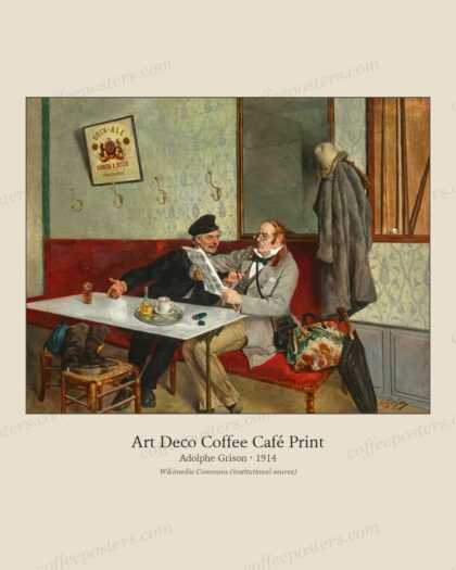 François-Adolphe Grison Au café by Adolphe Grison, 1914 — archival coffee print from Wikimedia Commons (institutional source)
