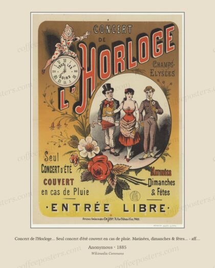 Concert de l'Horloge... Seul concert d'été couvert en cas de pluie. Matinées, dimanches & fêtes... - affiche - non identifié by Anonymous