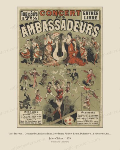 Tous les soirs... Concert des Ambassadeurs. Mesdames Rivière, Faure, Dufresny (...) Messieurs Arnaud, Bruet, Libert... -