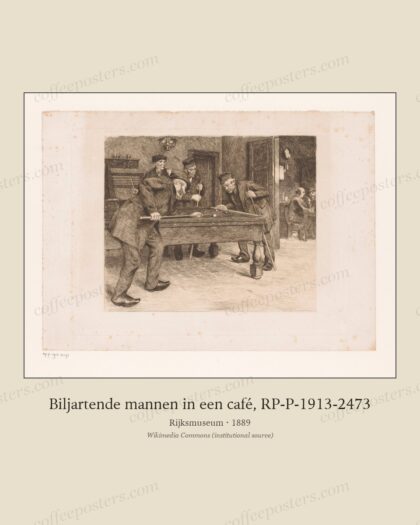 Biljartende mannen in een café, RP-P-1913-2473