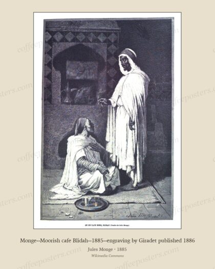 Monge--Moorish cafe Blidah--1885--engraving by Giradet published 1886