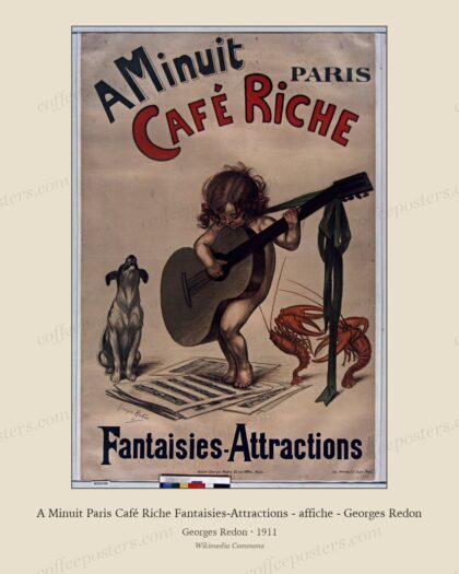 A Minuit Paris Café Riche Fantaisies-Attractions - affiche - Georges Redon