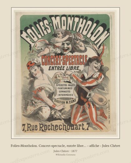 Folies-Montholon. Concert-spectacle, entrée libre... - affiche - Jules Chéret