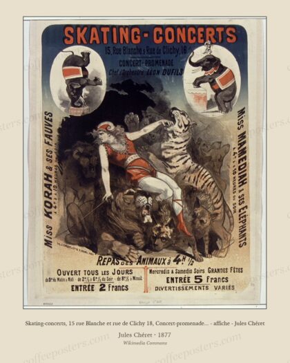 Skating-concerts, 15 rue Blanche et rue de Clichy 18, Concert-promenade... - affiche - Jules Chéret