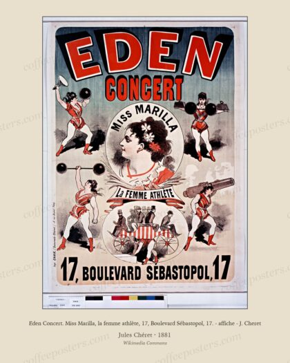 Eden Concert. Miss Marilla, la femme athlète, 17, Boulevard Sébastopol, 17. - affiche - J. Cheret