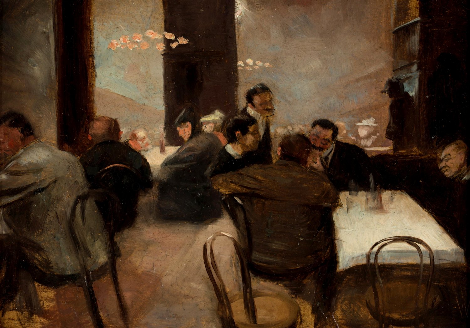 Wilhelm Schneider-Didam Abends im Kaffeehaus by Wilhelm Schneider-Didam, 1923 — archival coffee print from Wikimedia Commons (institutional source)