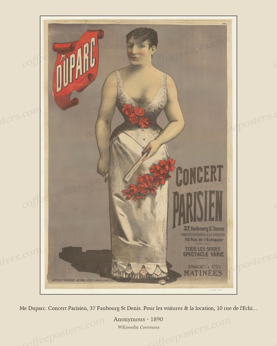 Me Duparc. Concert Parisien, 37 Faubourg St Denis. Pour les voitures & la location, 10 rue de l'Echiquier... - affiche - non identifié by Anonymous