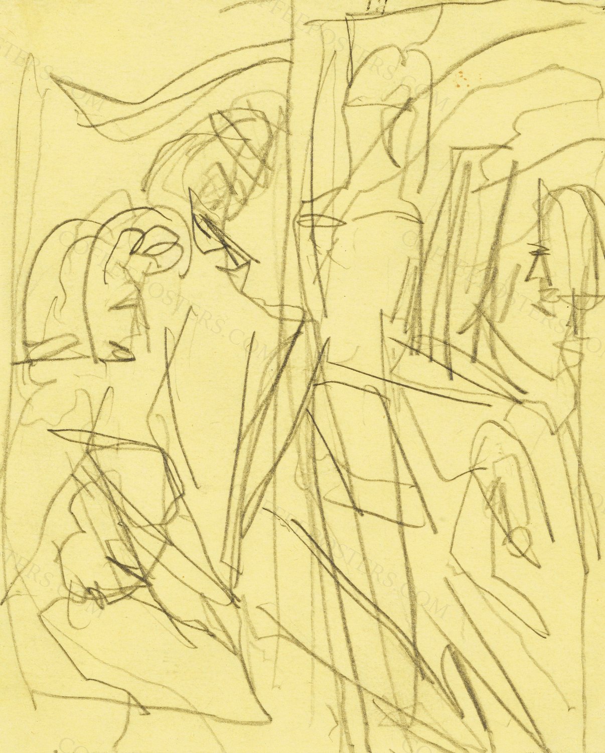 Ernst Ludwig Kirchner Cafehaus-Szene 1914 by Ernst Ludwig Kirchner, 1914 — archival coffee print from Wikimedia Commons (institutional source)