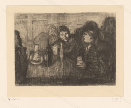 Mannen rond een tafel in een café, RP-P-1949-51 by Rijksmuseum, 1895 — archival coffee print from Wikimedia Commons (institutional source)