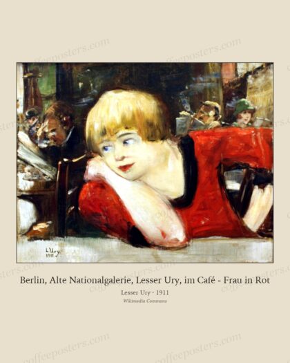Berlin, Alte Nationalgalerie, Lesser Ury, im Café - Frau in Rot