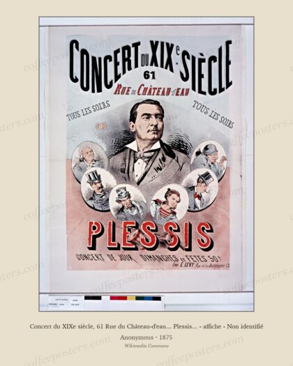 Concert du XIXe siècle, 61 Rue du Château-d'eau... Plessis... - affiche - Non identifié